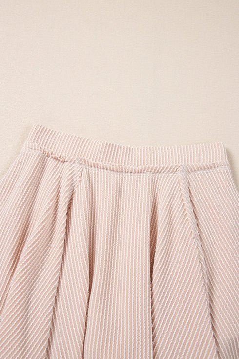 Corded Lantern Sleeve Top Ruffled Mini Skirt Two Piece Dress